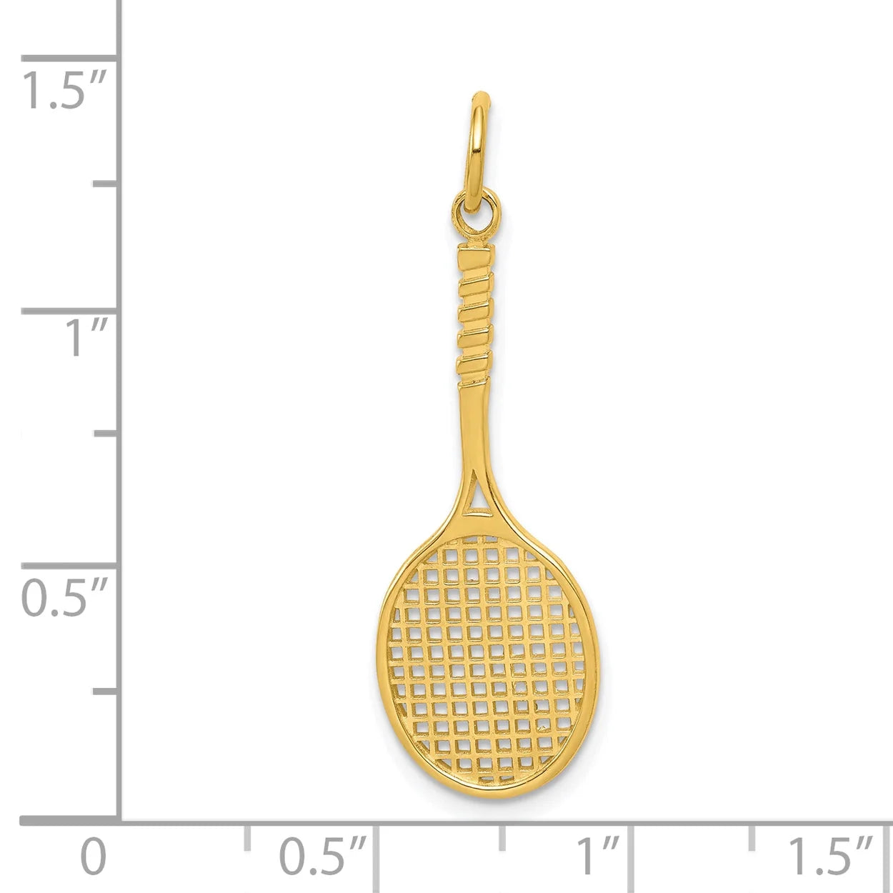 10K Yellow Gold Tennis Racquet Pendant Charm with 14K Yellow Gold Rope Chain Necklace 18'' K41696