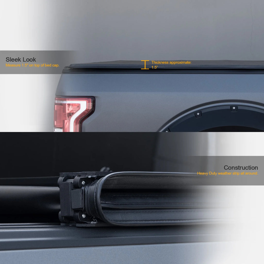 Soft Tri-Fold Tonneau Cover with Truck Bed LED Lights P645