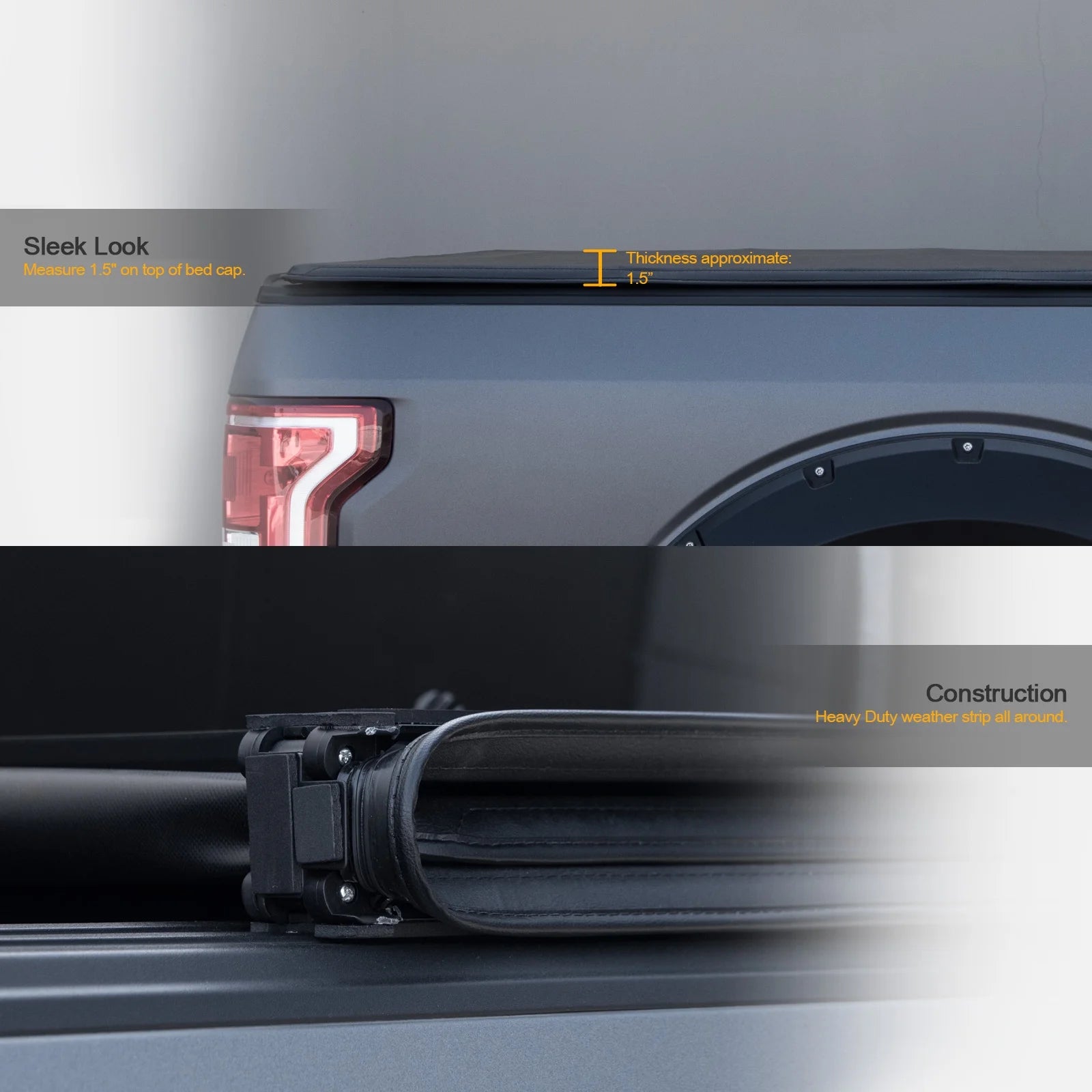 Soft Tri-Fold Tonneau Cover with Truck Bed LED Lights P645
