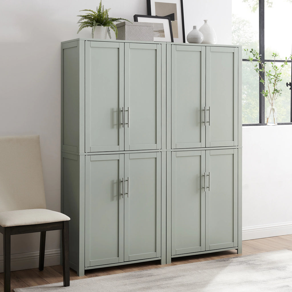 Tall Wood Pantry in Gray (Set of 2) S862