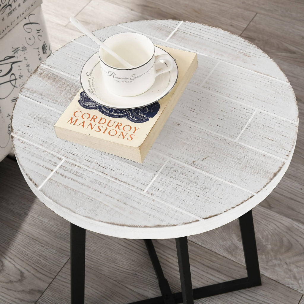 White Farmhouse Shiplap Table, Wood, 16 x 16 x 22 in O642189