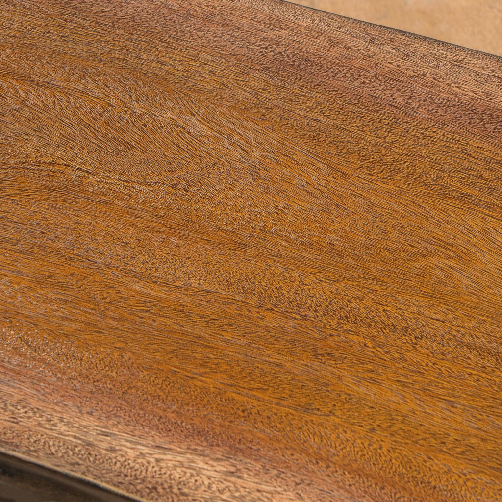 Teak Concrete Faux Live Edge Patio Dining Bench R907720