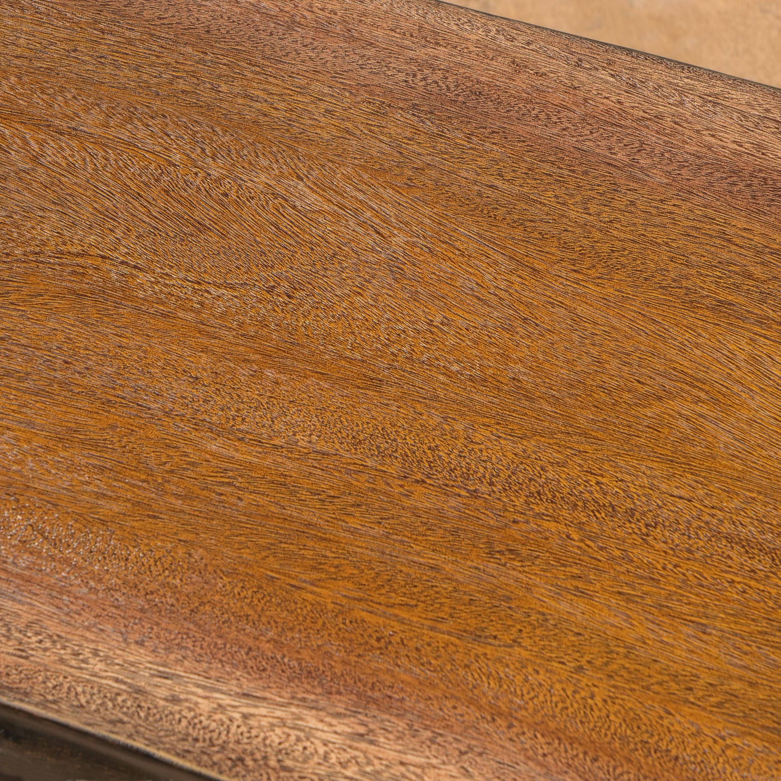 Teak Concrete Faux Live Edge Patio Dining Bench R907720