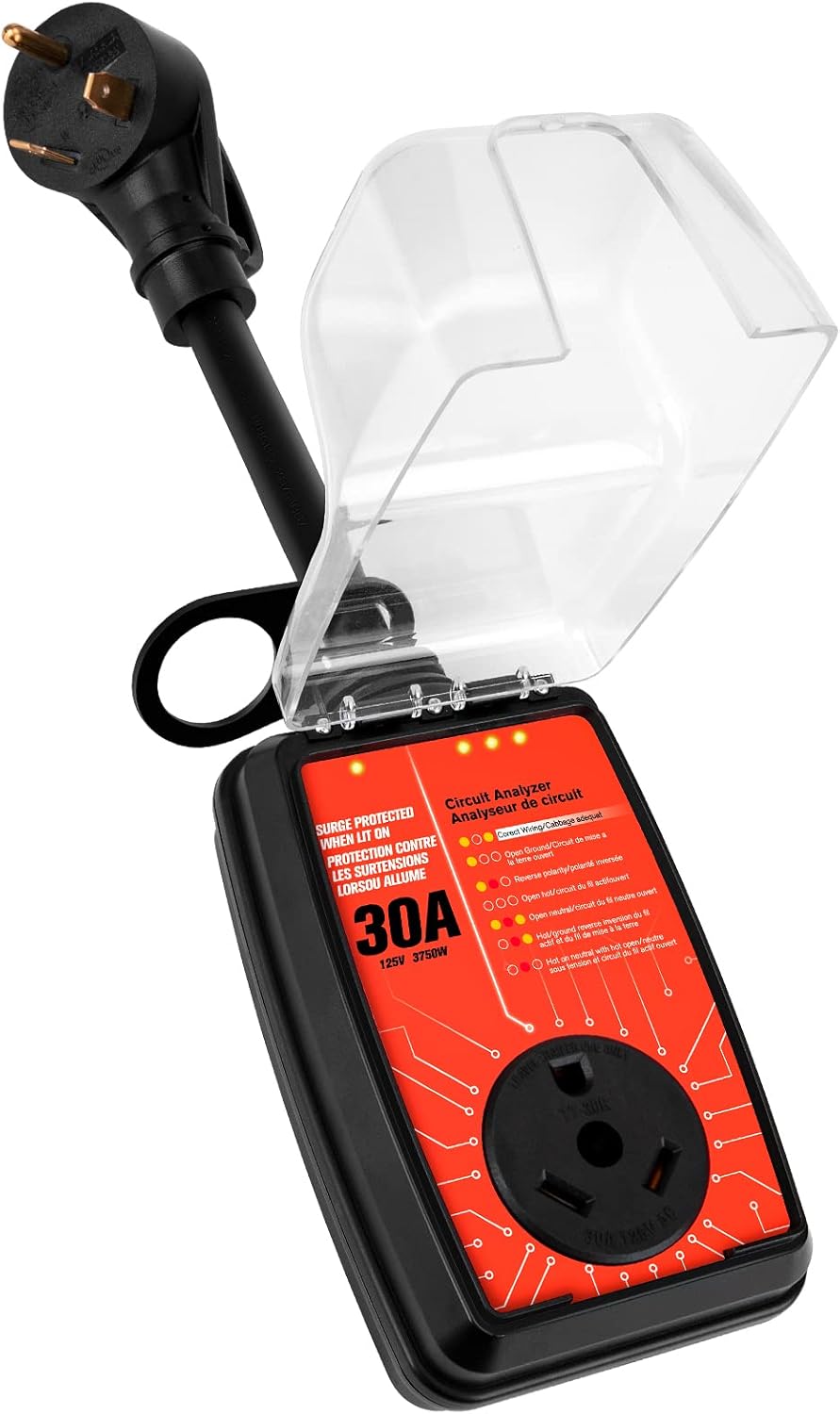 RV Surge Protector 30 Amp Circuit Analyzer with Waterproof Cover, Pack of 2 K507536
