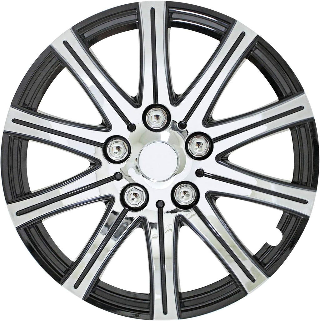 Black and Silver 10-Spoke 15 Inch Wheel Covers Set of 4 G5734