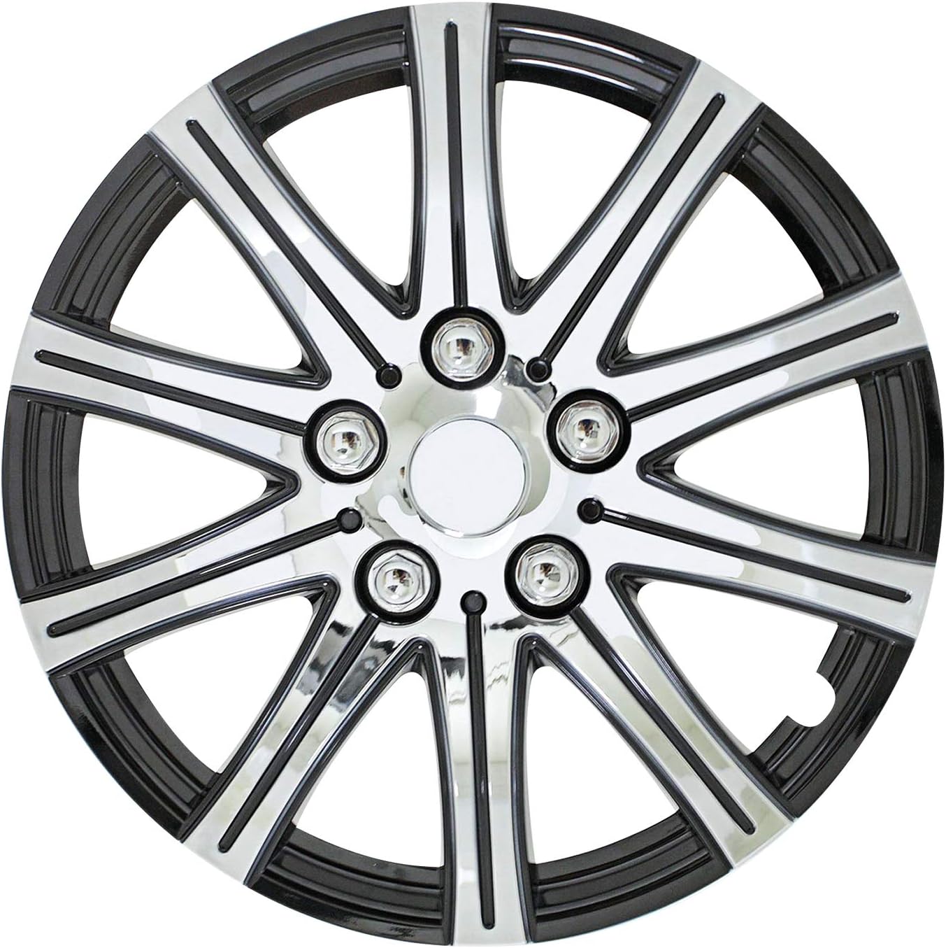 Black and Silver 10-Spoke 15 Inch Wheel Covers Set of 4 G5734