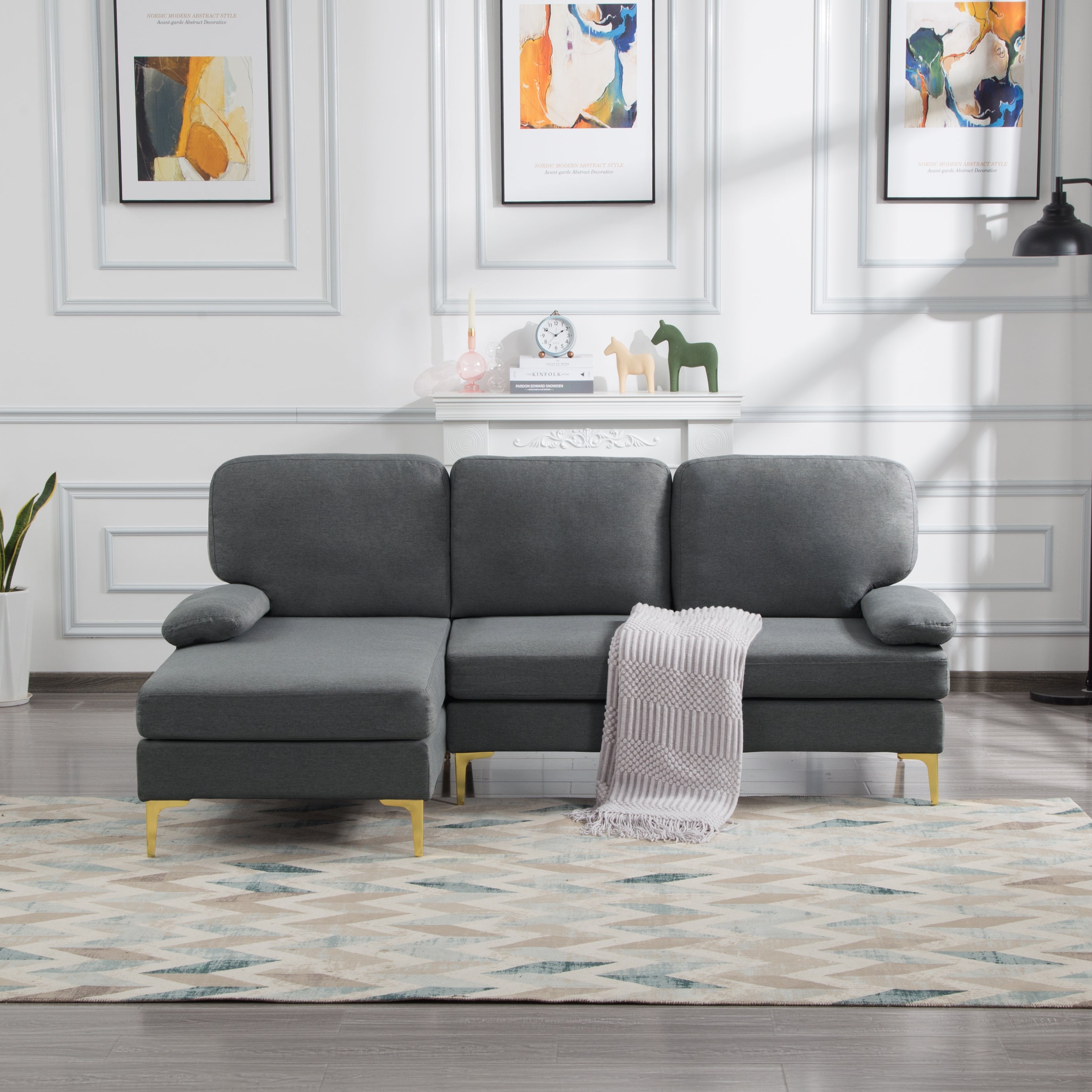 Dark Gray Left Hand Facing Sofa & Chaise M6460