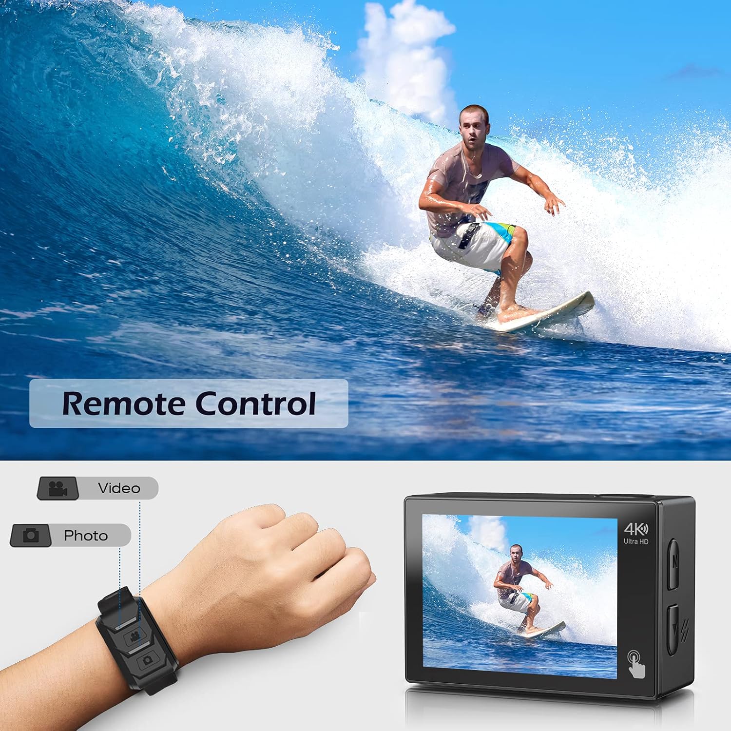 4K 30FPS 20MP Underwater Camera with WiFi Touch Screen EIS 2.4G Remote Control 131feet Waterproof Camera with 2x1350mAh Batteries Z27617