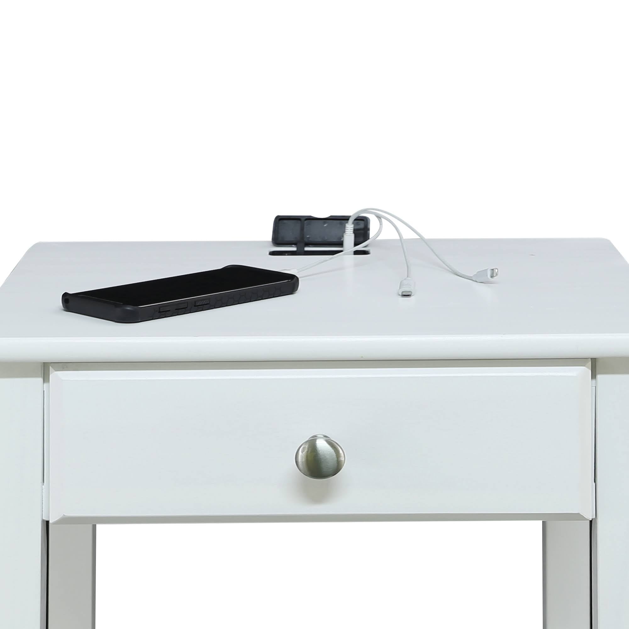 White Nightstand with USB Port R6755