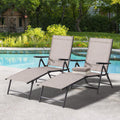 Outdoor Lounge Chairs Set of 2, Lightweight Folding Reclining Texilene Patio Chair with Adjustable Backrest B690