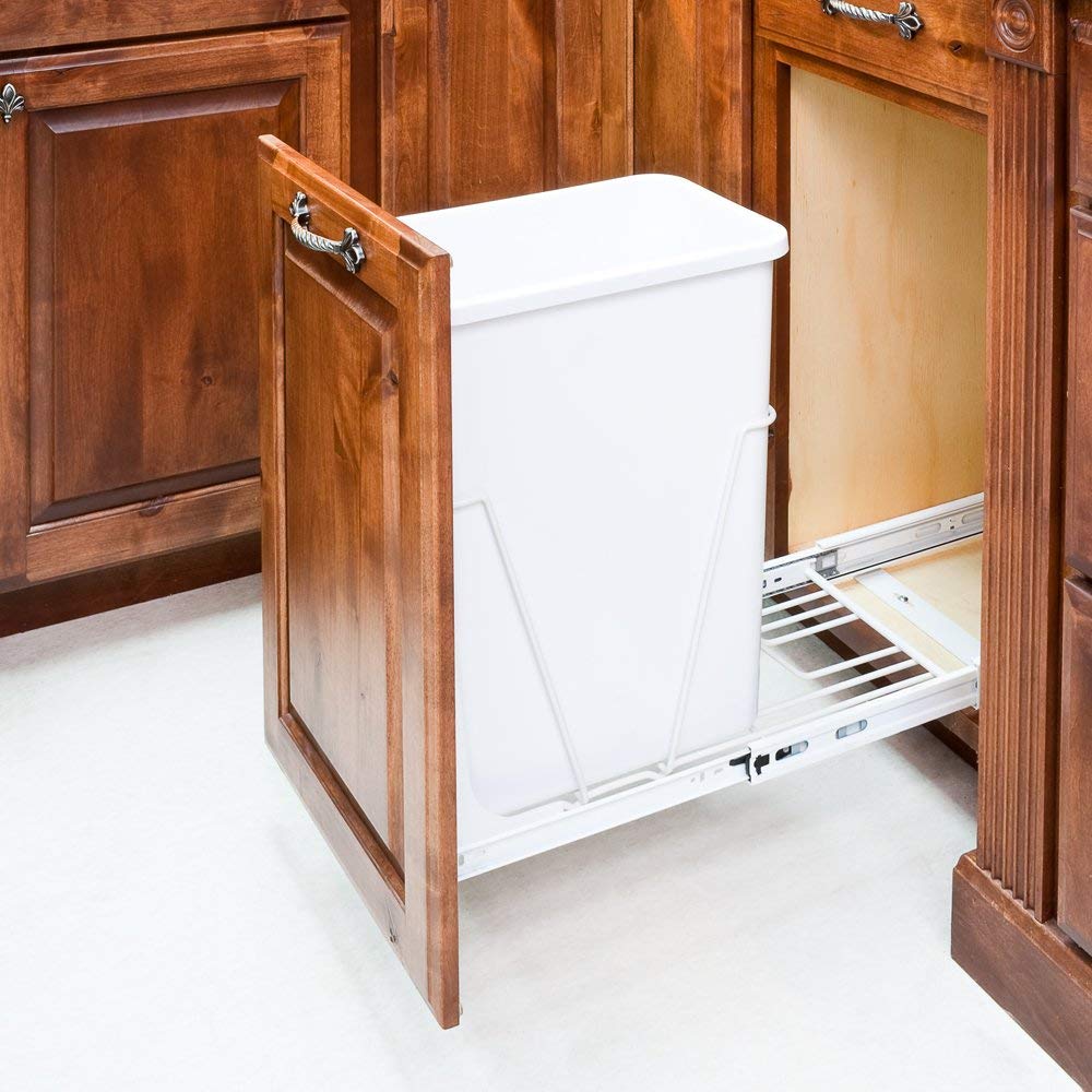35-Quart Black Single Pull-Out Waste Container System M86276