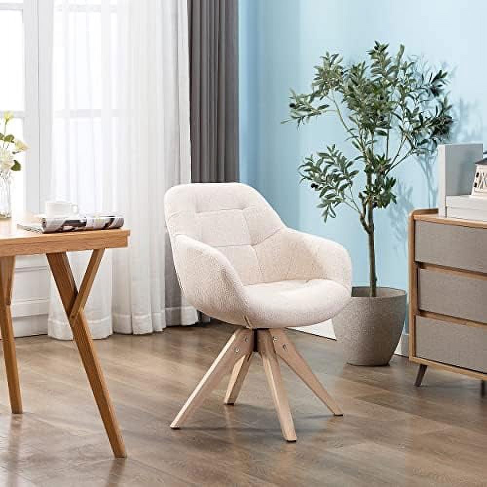 Light Grey Fabric Swivel Armchair with Black Oak Wood Legs M208