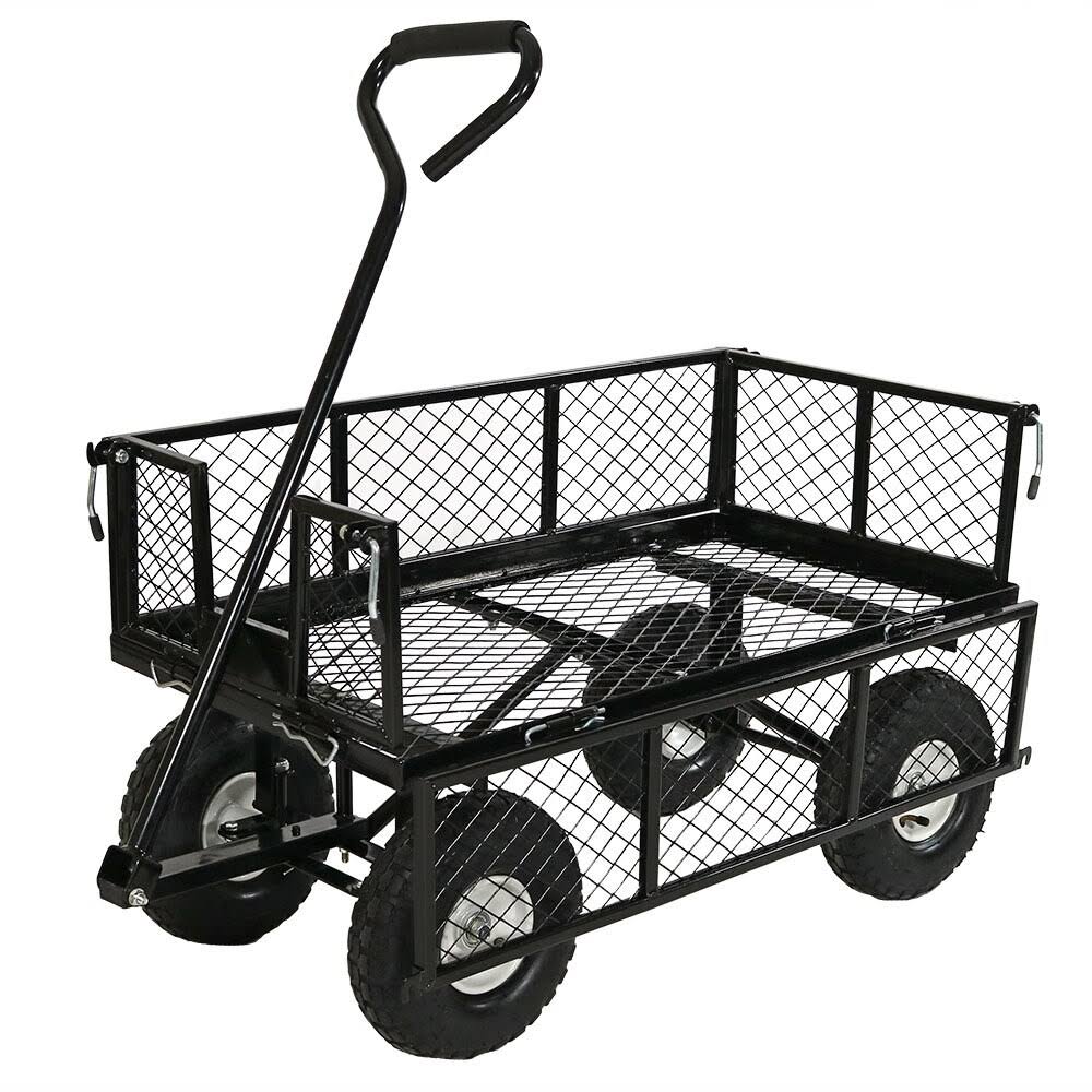 Black Utility Cart with Folding Sides and Liner K3847