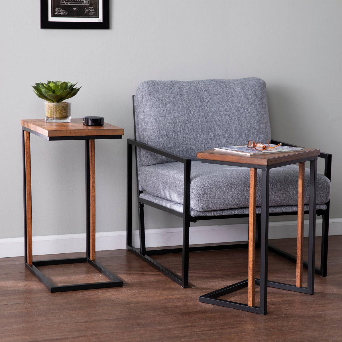 Brown Metal C-Table Set of 2 M688648