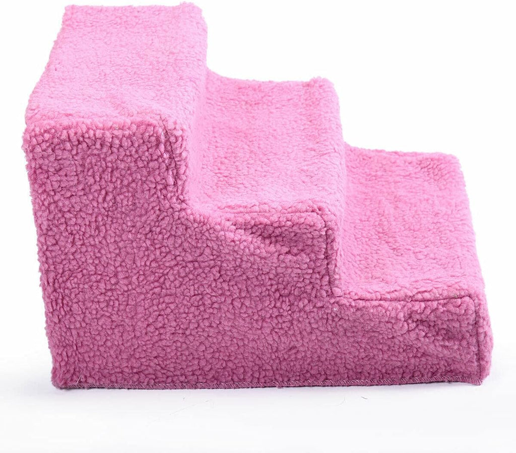 Pet Stairs 3 Steps Removable Non-Slip Dog Steps Pink Pack of 2 G5983
