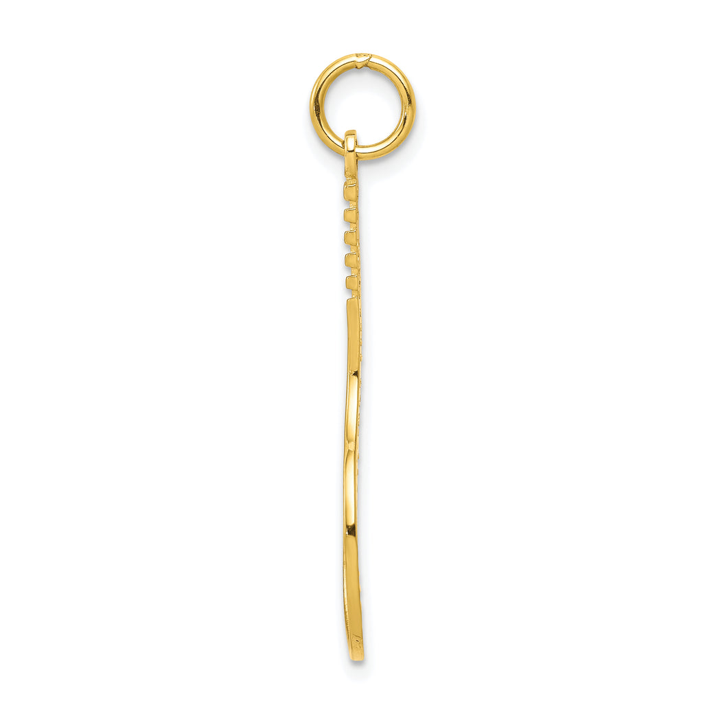 10K Yellow Gold Tennis Racquet Pendant Charm with 14K Yellow Gold Rope Chain Necklace 18'' K41696