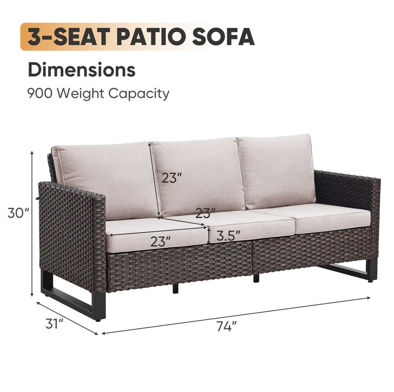Beige 3-Seat Patio Sofa with Cushions Z707947