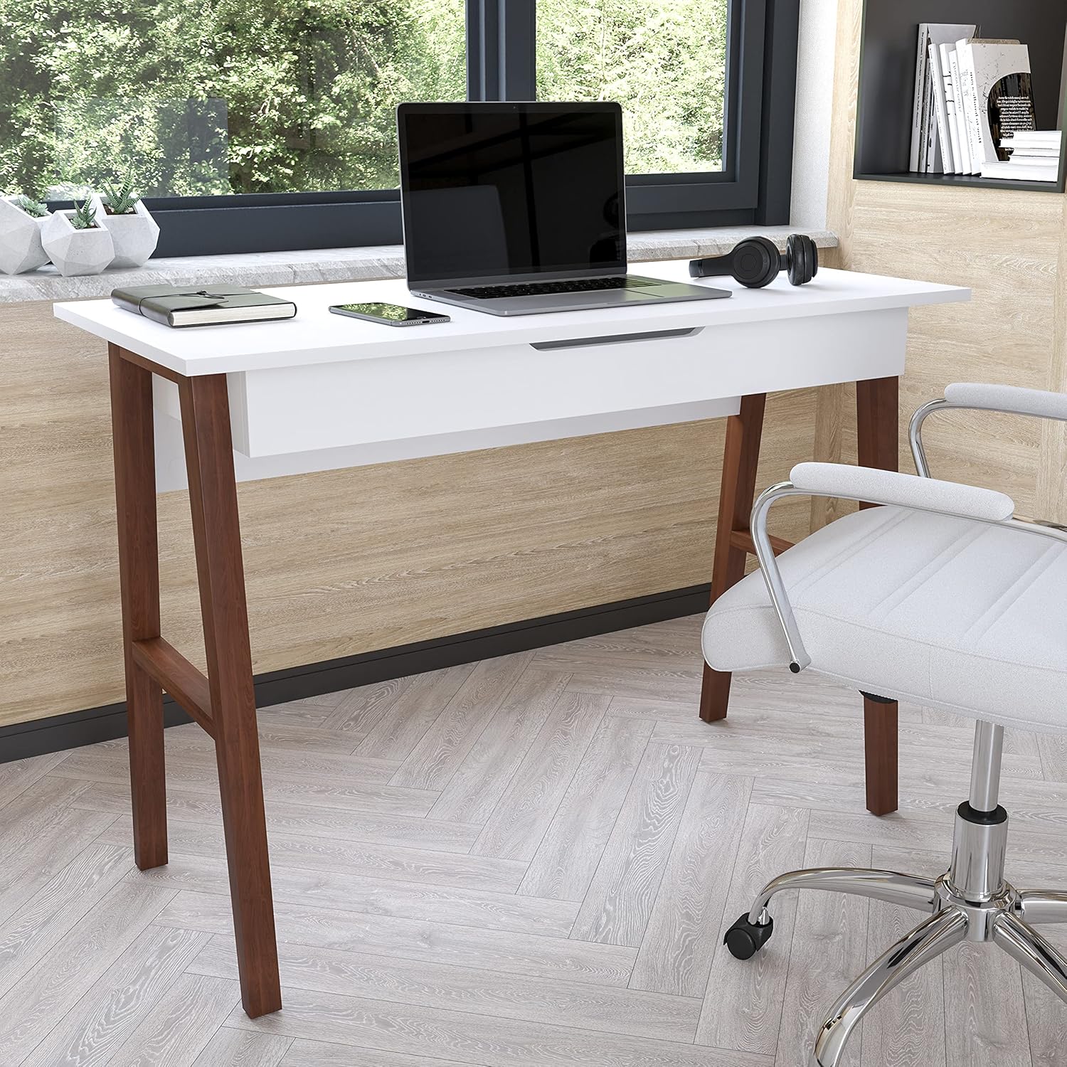 White Computer Desk with Storage Drawer M175
