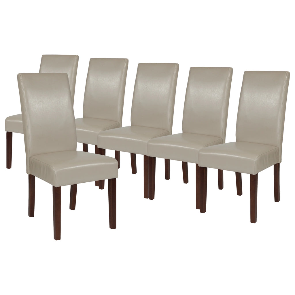 Beige Faux Leather Panel Back Parsons Dining Chair - Set of 6 H613