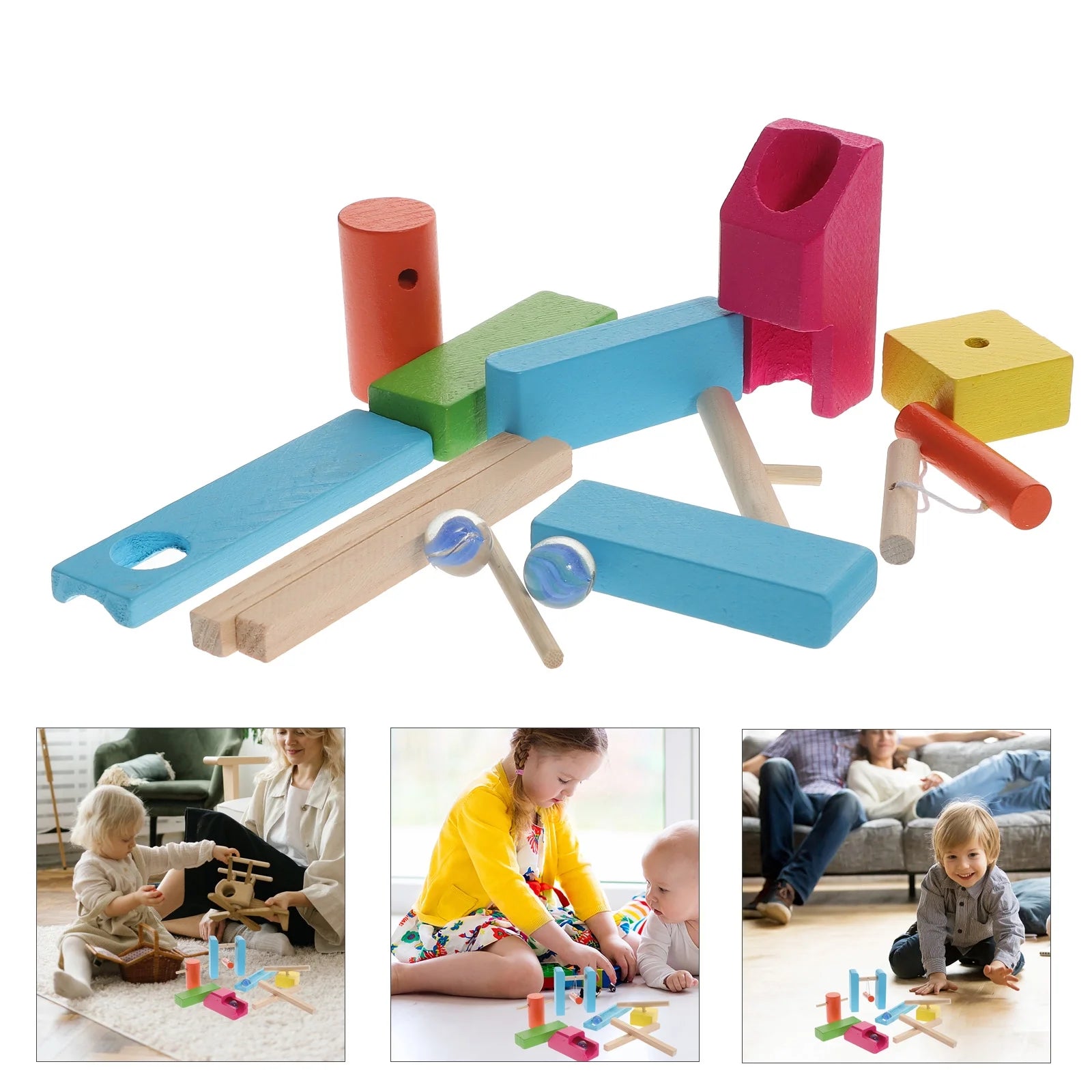 1 Set of Wooden Dominoes Blocks Building Toy N526