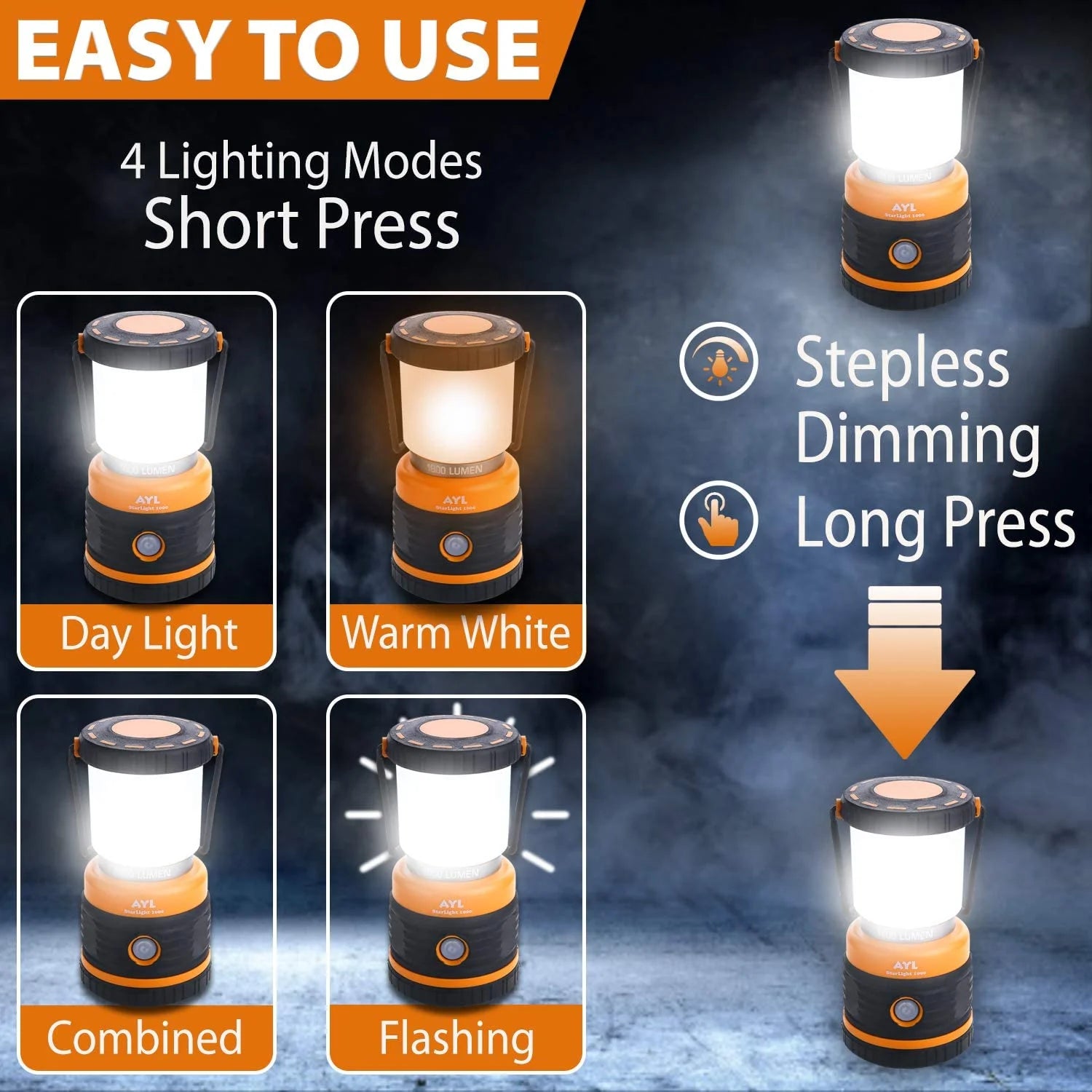 Rechargeable LED Camping Lantern with USB Cable H8358