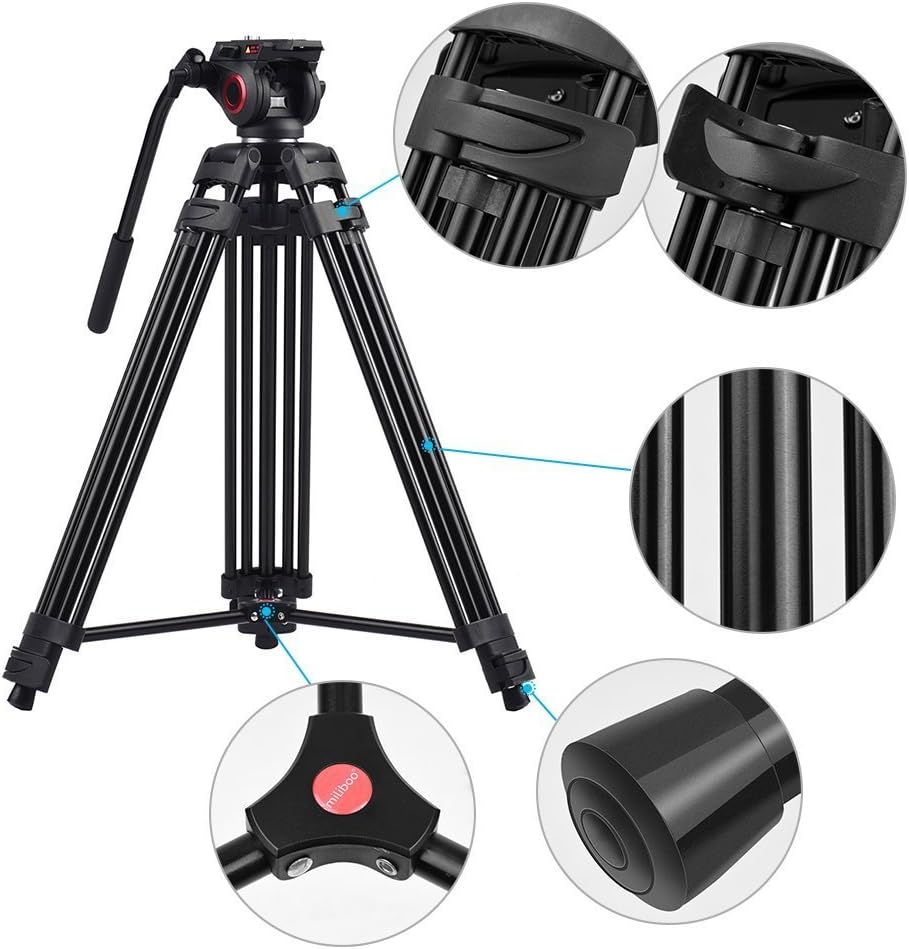 Heavy Duty Aluminum Fluid Head Video Tripod with Ground Spreader Q9196