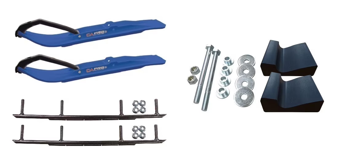 Blue XT Snowmobile Skis with 10" Round Bars Complete Kit J942266