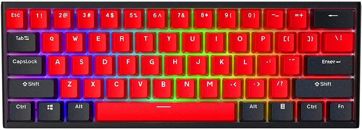 Red and Black Wired 60% Gaming Keyboard with Cherry MX Switch PBT Keycaps P21395
