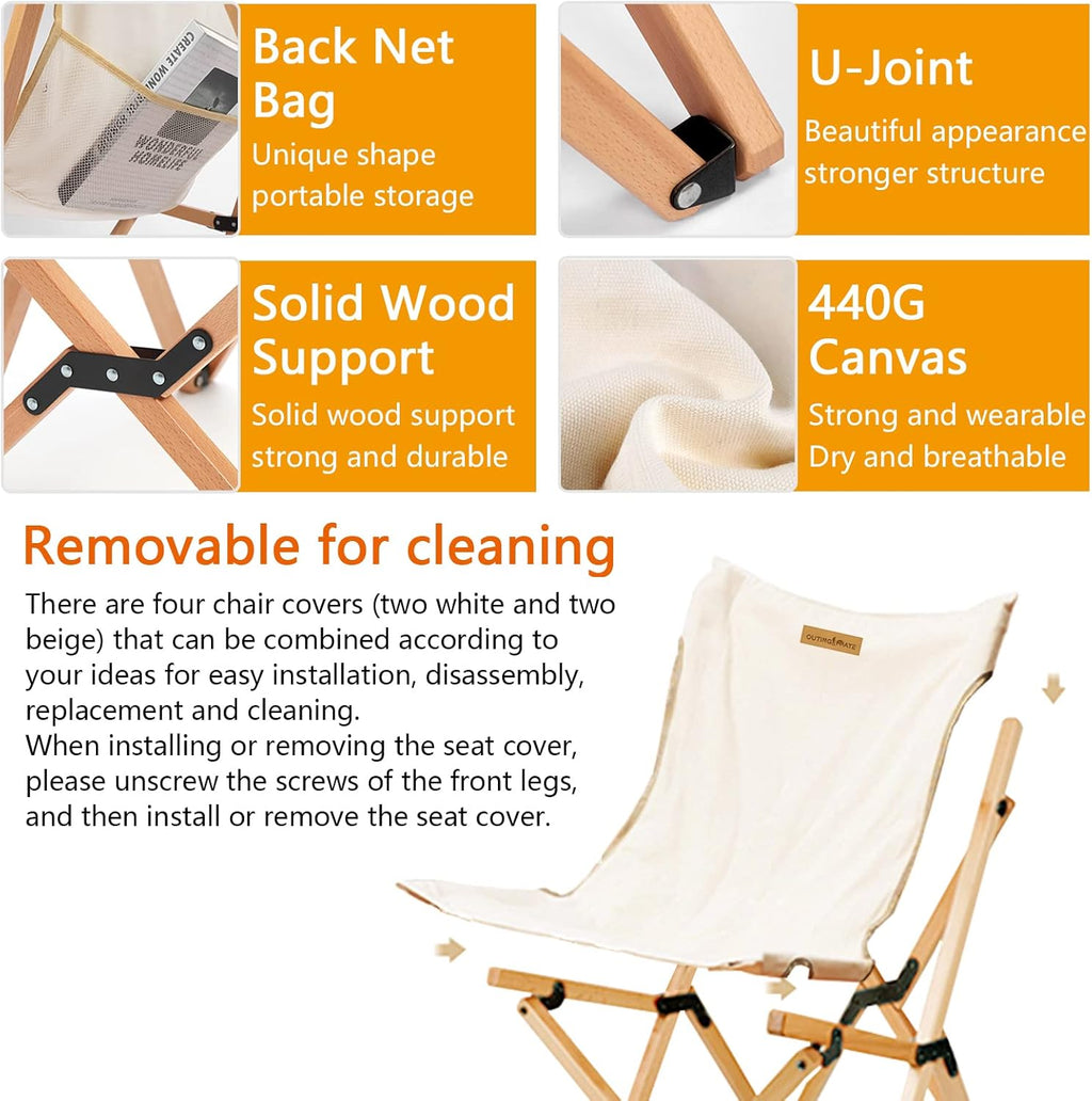 Solid Wood Folding Camping Table and Chair Set (Beech) P491136