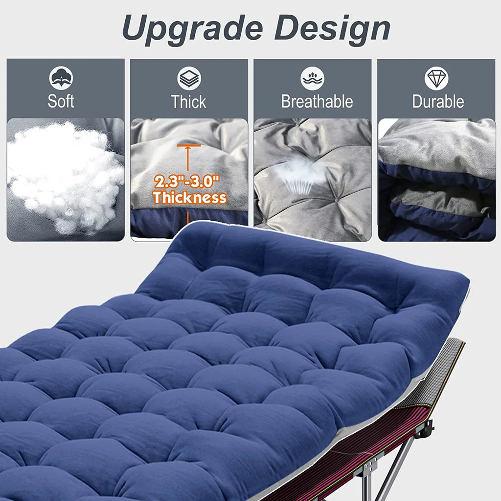Folding Camping Cot with Cushion & Carry Bag M383131