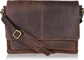 Vintage Leather Messenger Bag Document Briefcase Adjustable Shoulder Bag X35660