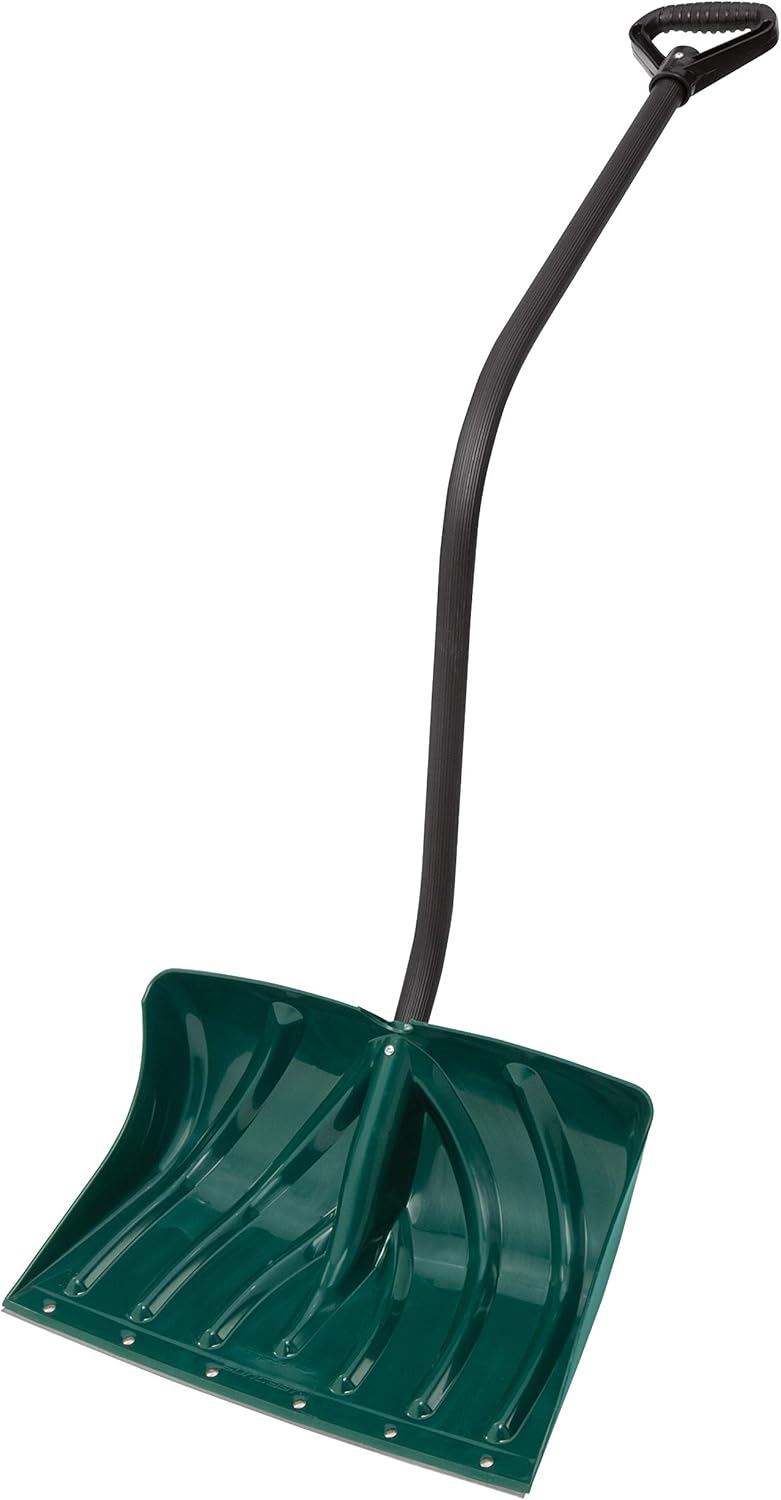 Green 18-Inch Snow Shovel/Pusher Combo with Ergonomic Shaped Handle, Pack of 2 A22318