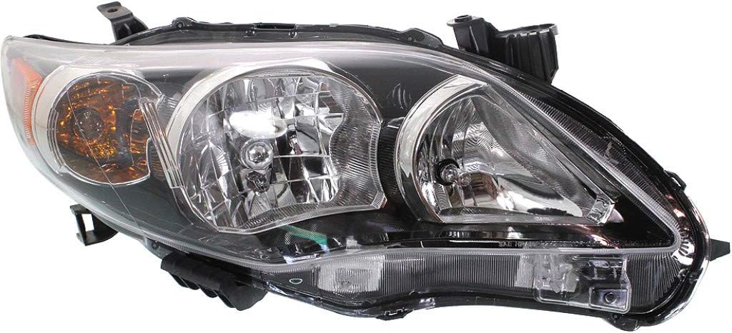Headlight Assembly for Toyota Corolla 2011 2012 2013 Passenger Side Black w/Bulbs DOT Certified Q25918