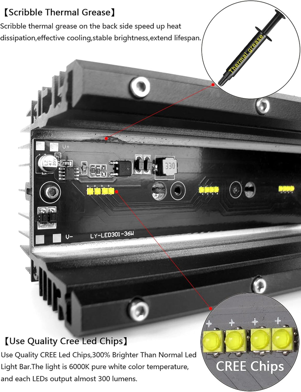 Off Road LED Light Bar 14 Inch 60W Single Row Flood Beam Waterproof E969909