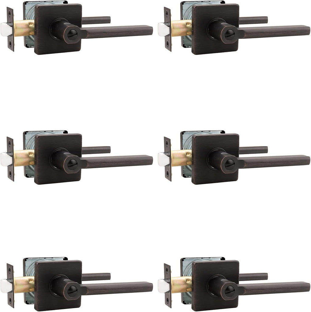 2 Pack Square Privacy Door Lever in Satin Nickel Y113