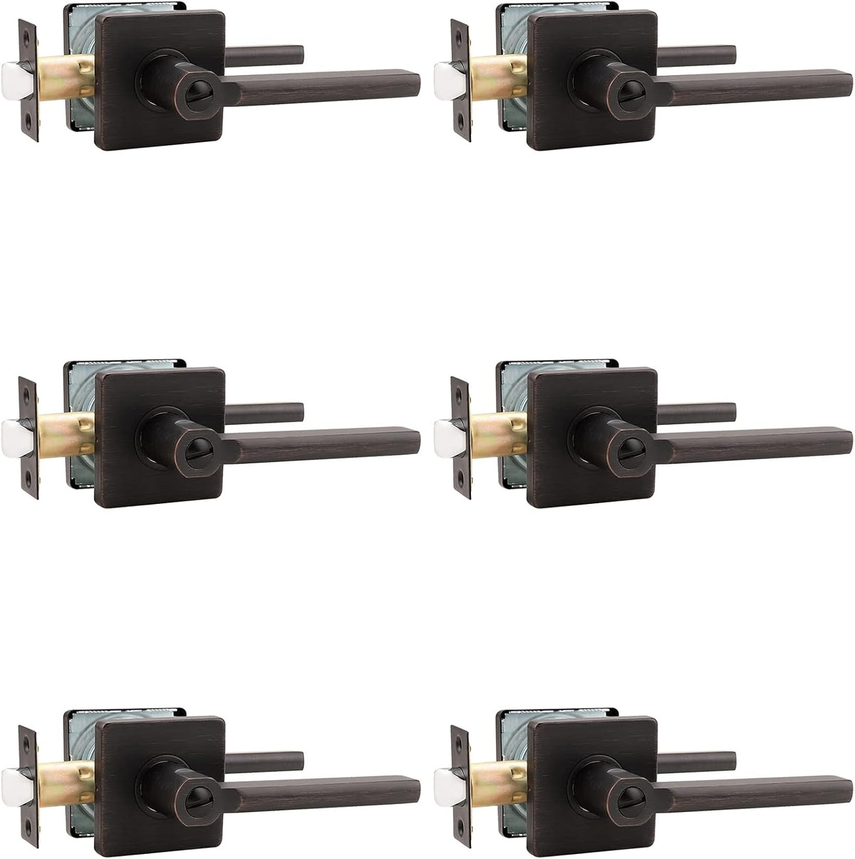 2 Pack Square Privacy Door Lever in Satin Nickel Y113
