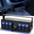 6 Gang Rocker Switch Panel with USB Charger Voltmeter H4117