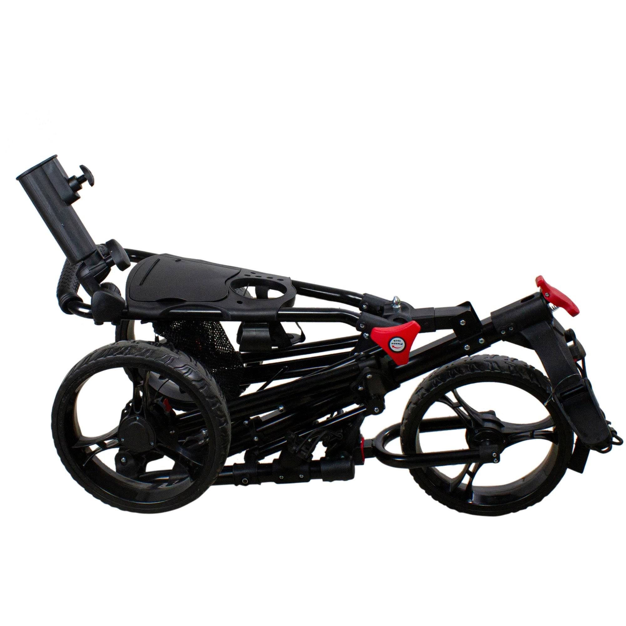 Black Easy Folding 3 Wheel Golf Bag Push Cart O8076