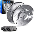 Silver Zinc Cross Drilled Brake Rotors Kit with Semi-Metallic Brake Pads H52924