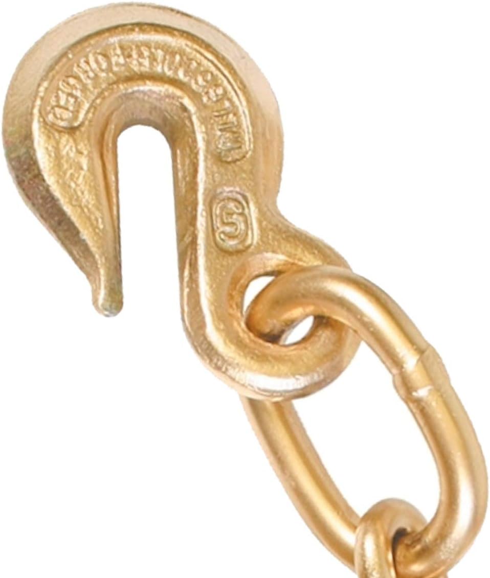 Tow Chain with 15 Inch Forged J Hook and Grab Hook, Grade 70, 8 Foot, Pack of 2 B339405