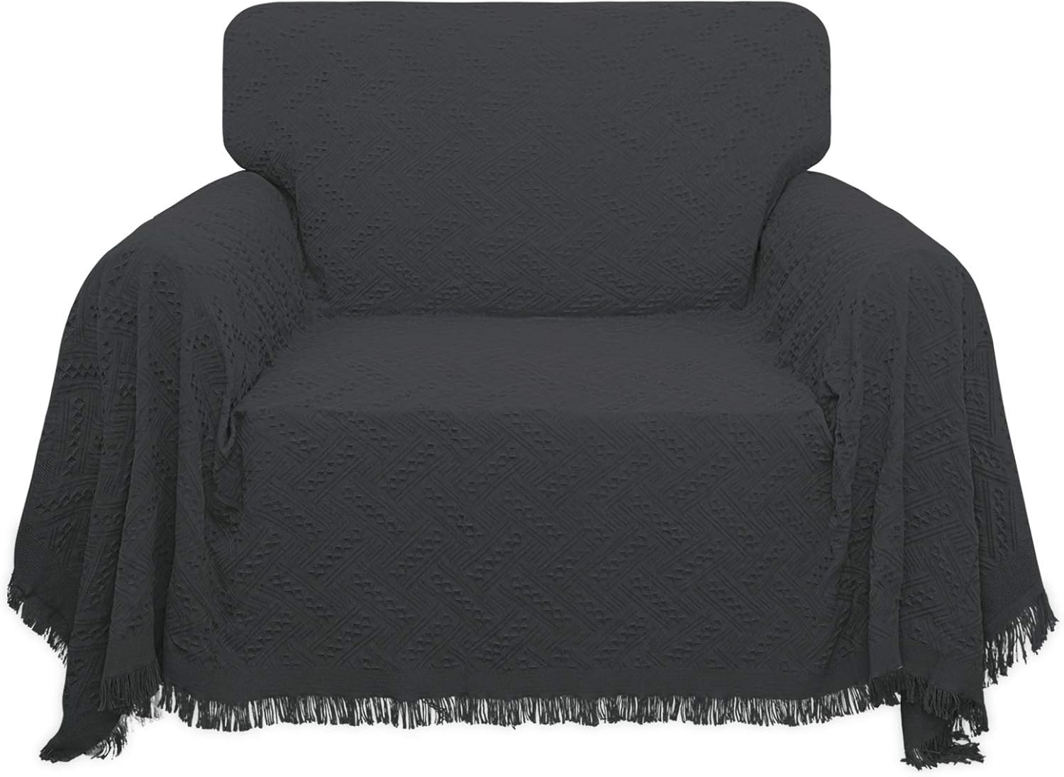 Geometrical Jacquard Sofa Cover for 3 Cushion Couch, 91x134 inch, Ivory G390814