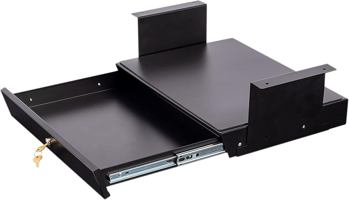 Black Lockable Under-Desk Drawer Storage Organizer S8469