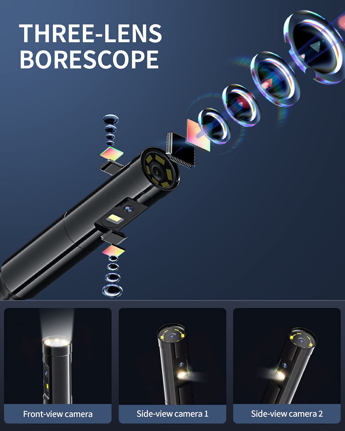16.4ft Waterproof Flexible Borescope Inspection Camera with Light I44413