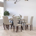 Beige Faux Leather Panel Back Parsons Dining Chair - Set of 6 H613