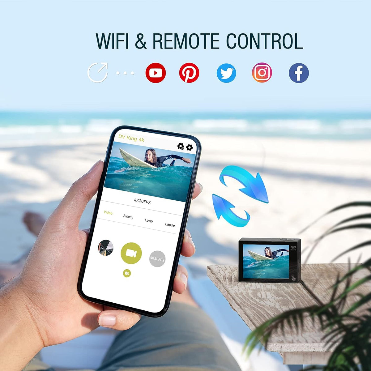 4K 30FPS 20MP Underwater Camera with WiFi Touch Screen EIS 2.4G Remote Control 131feet Waterproof Camera with 2x1350mAh Batteries Z27617