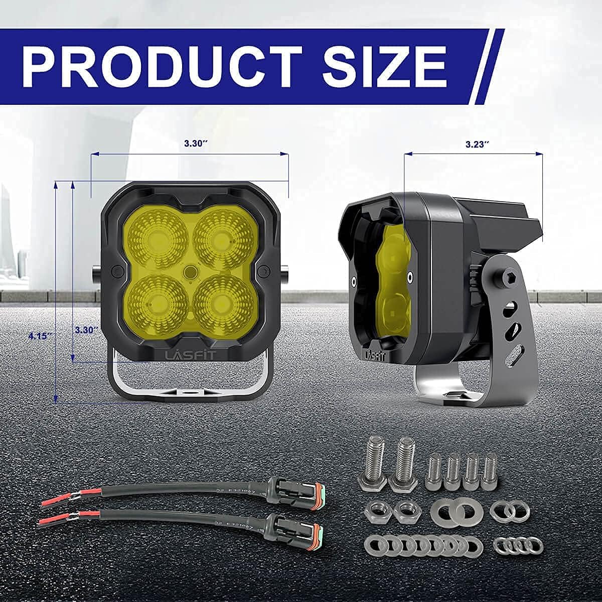 2 Pcs 3inch 18w Flood Yellow LED Light Pods R16071