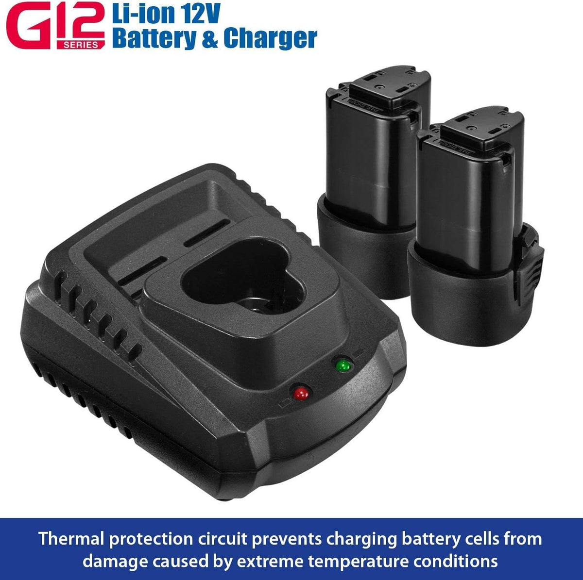 12V Cordless Li-ion 3/8” Impact Wrench Tool Kit with 2 Batteries C5896