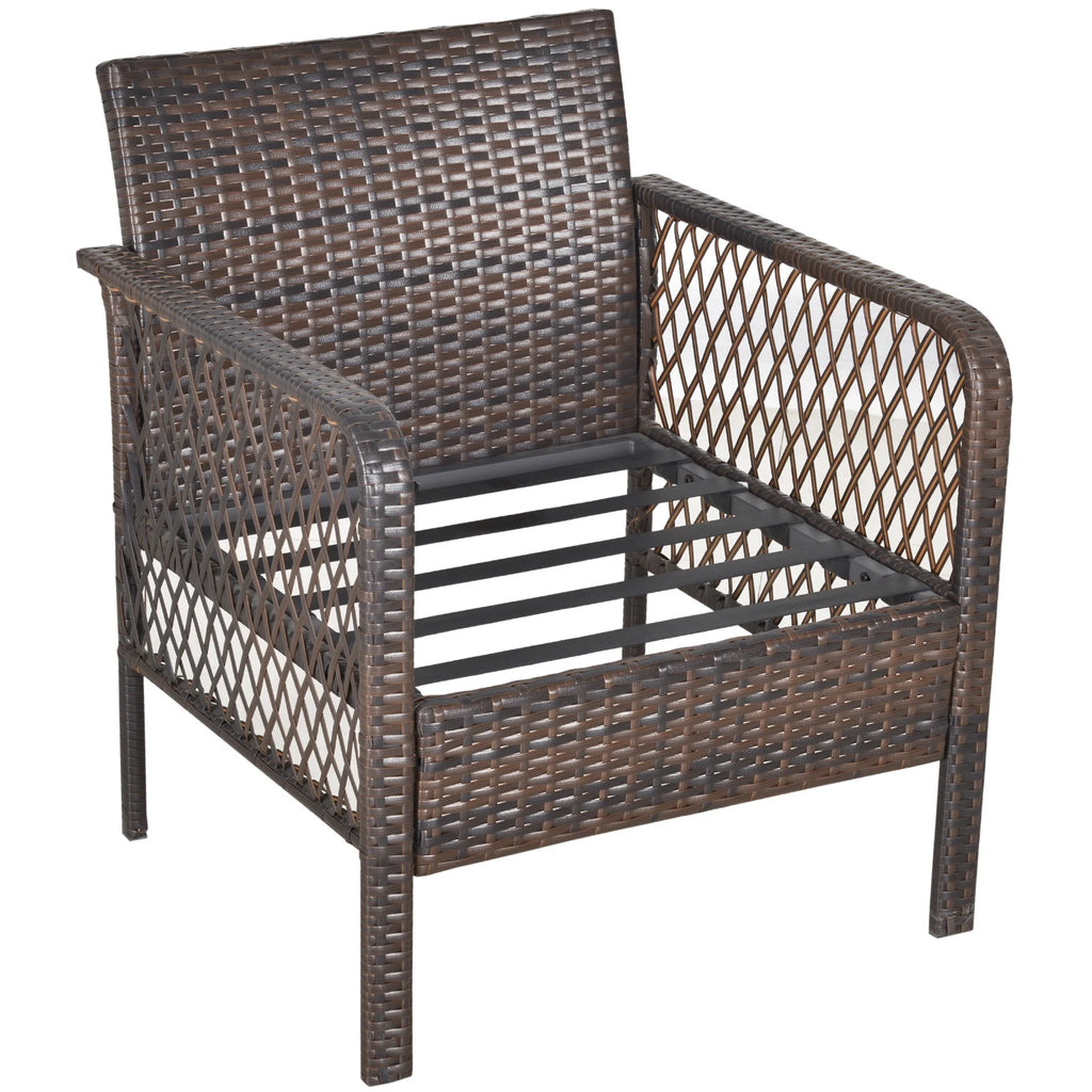 5pc PE Wicker Balcony Furniture Set with Ottomans, Steel, Cream C226