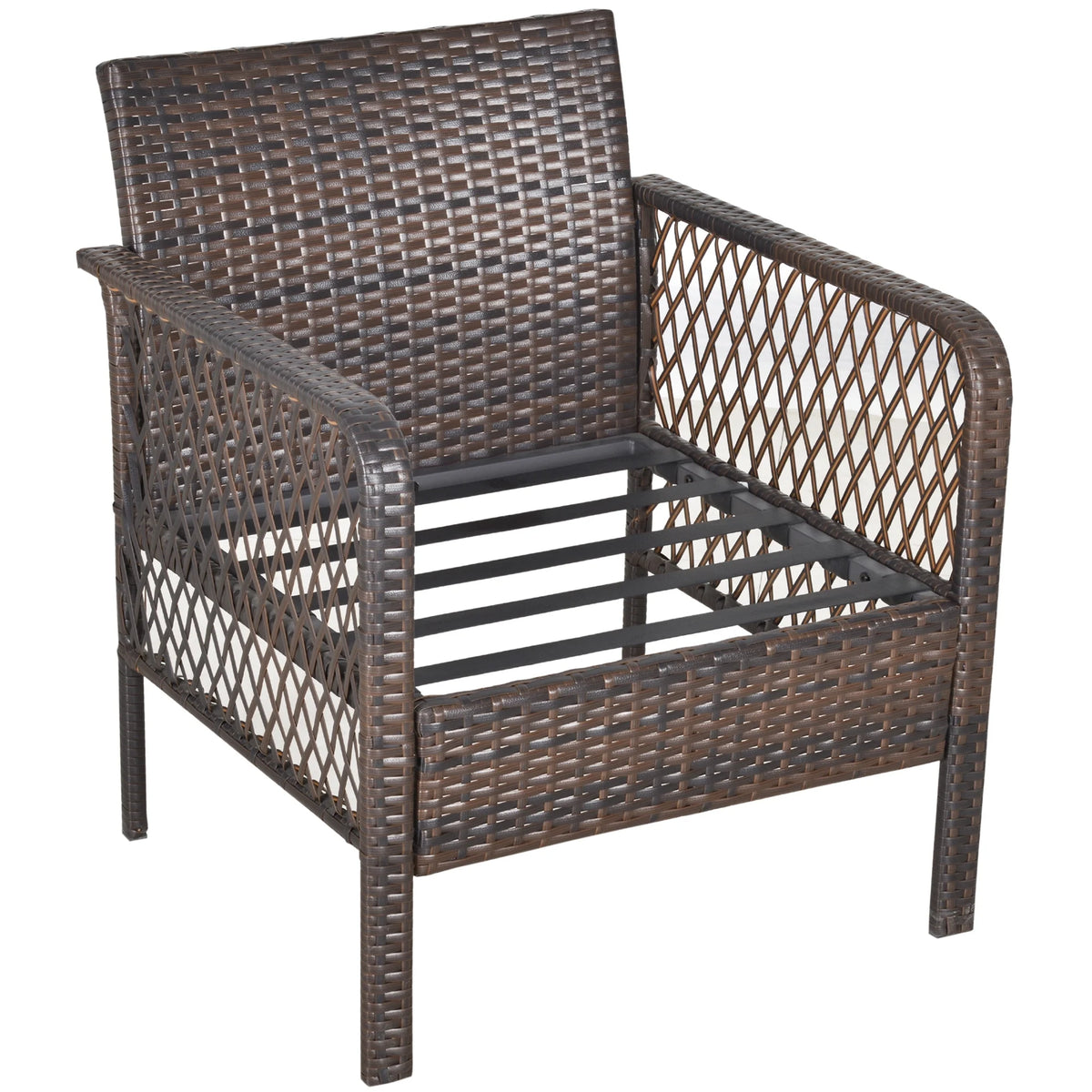 5pc PE Wicker Balcony Furniture Set with Ottomans, Steel, Cream C226