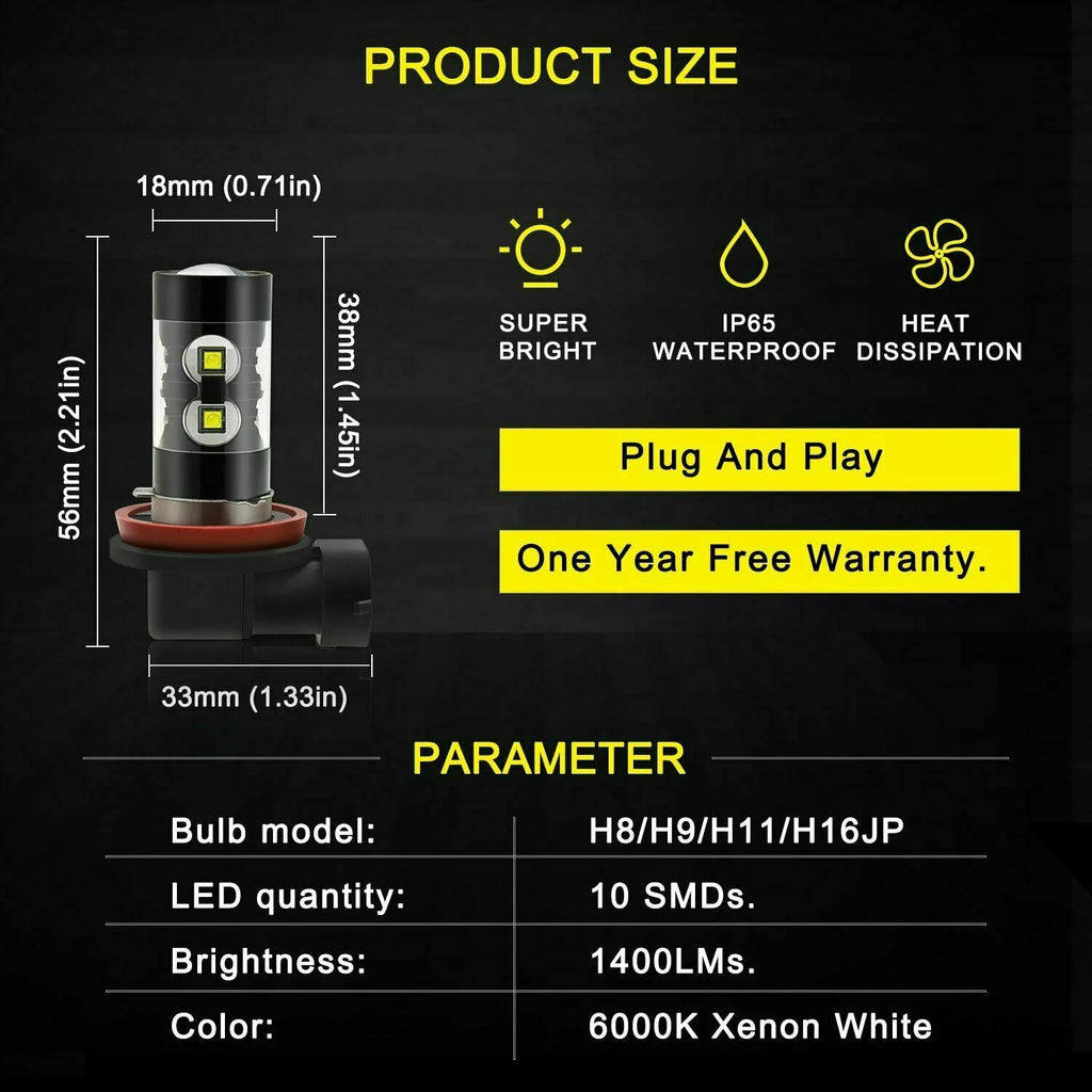 4x Combo LED Bulbs Kit Headlight Foglight White H4/9003+H11/H8 F8923